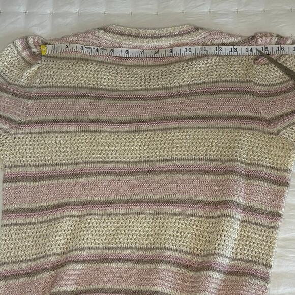 VTG 80s Pointelle Puff Shoulder Sweater Women's M | Cream | Retro Twee Y2K - Picture 10 of 12